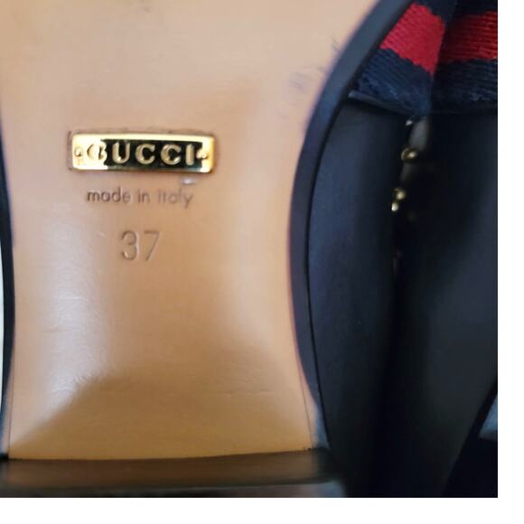 Gucci Peyton Studded Loafers 423560 Black Leather GG Web IT 37 US 7 - Picture 9 of 12